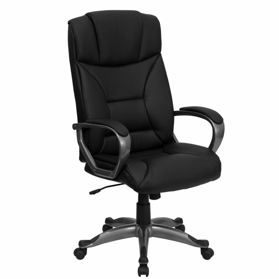 Office & Reception FLASH Executive Office Chairs | High Back Leathersoft Executive Swivel Office Chair With Lip Edge Base And Arms