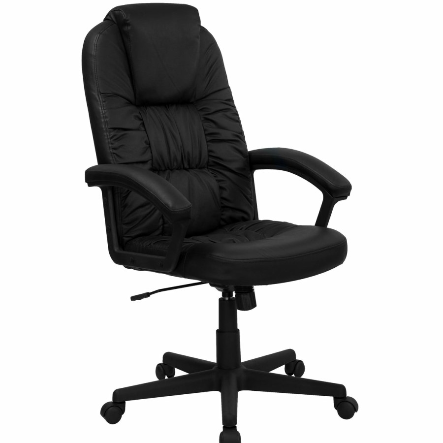 Office & Reception FLASH Executive Office Chairs | High Back Leathersoft Soft Ripple Upholstered Executive Swivel Office Chair With Padded Arms