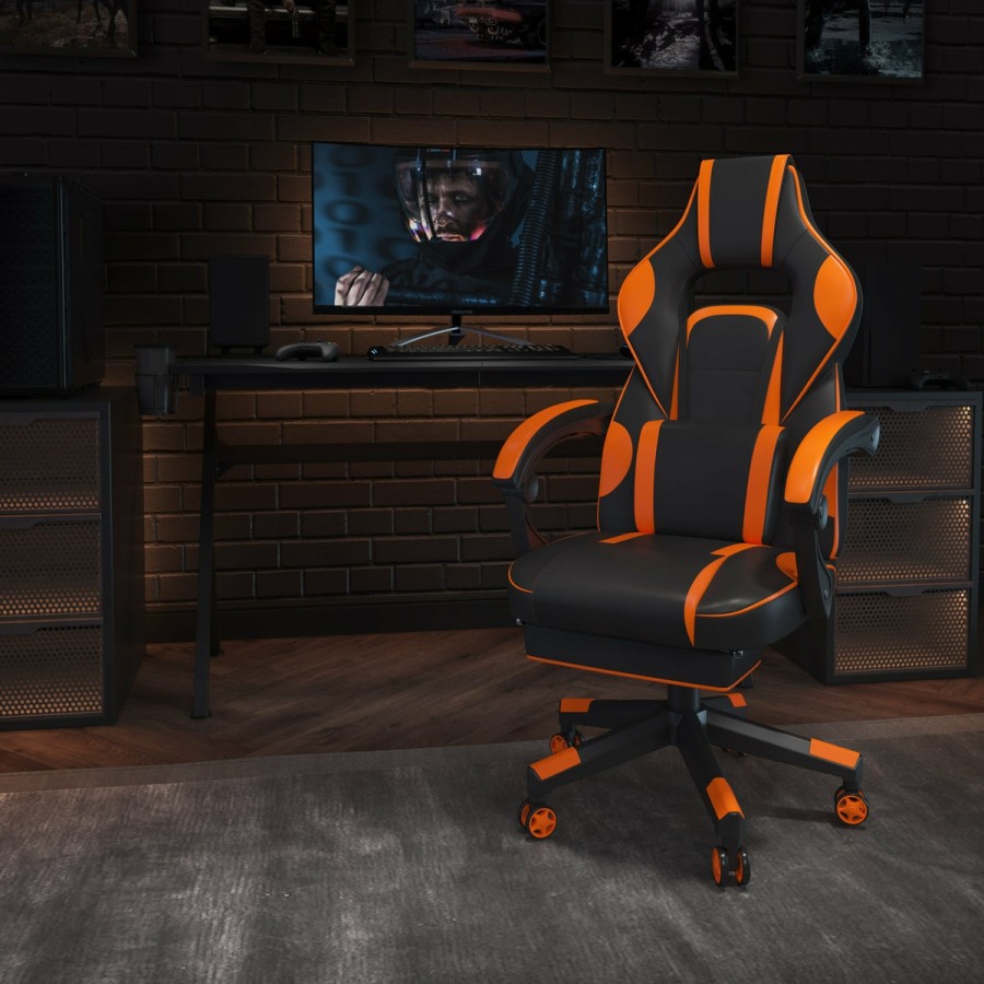 Office & Reception FLASH Gaming Desks & Chairs | X40 Gaming Chair Racing Ergonomic Computer Chair With Fully Reclining Back/Arms, Slide-Out Footrest, Massaging Lumbar