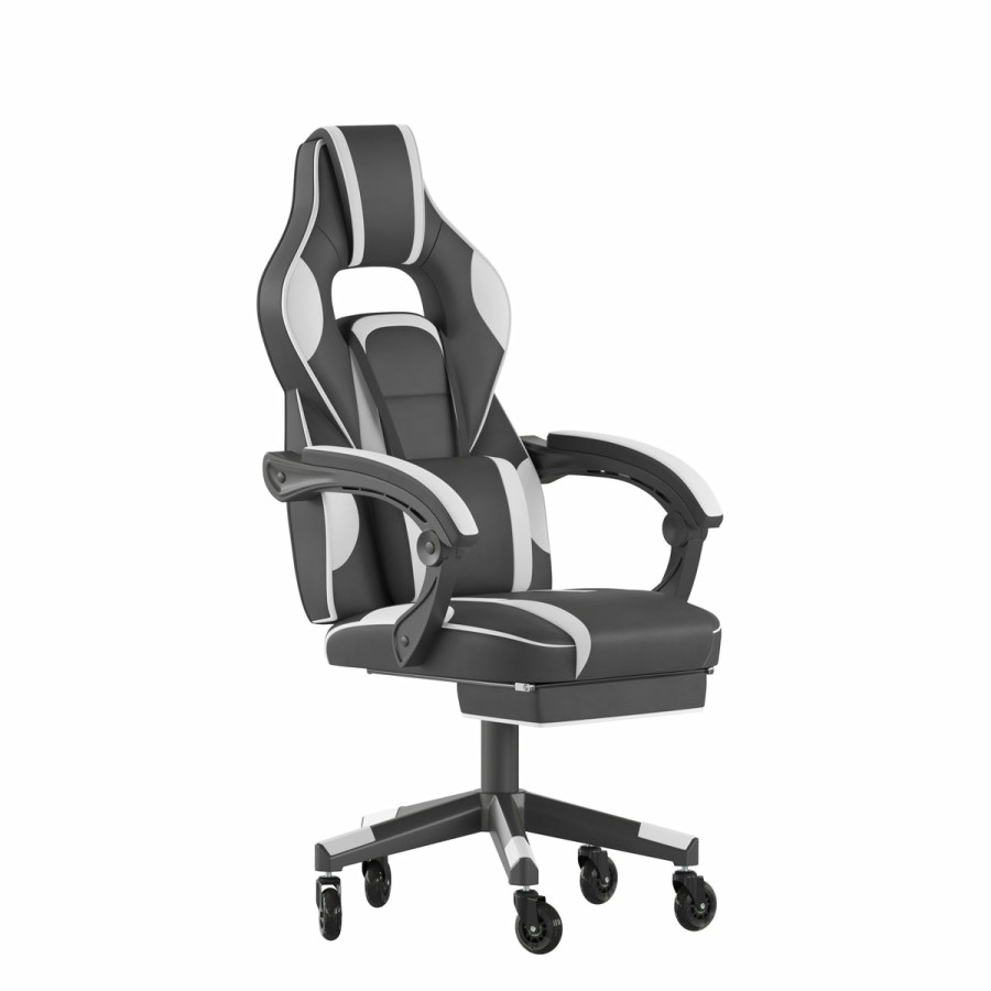 Office & Reception FLASH Gaming Desks & Chairs | X40 Gaming Chair Racing Computer Chair With Fully Reclining Back/Arms And Transparent Roller Wheels, Slide-Out Footrest