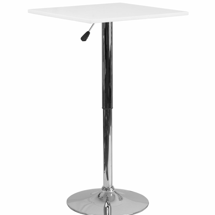 More FLASH | 23.75'' Square Adjustable Height Wood Swivel Top Table (Adjustable Range 33'' - 40.5'')