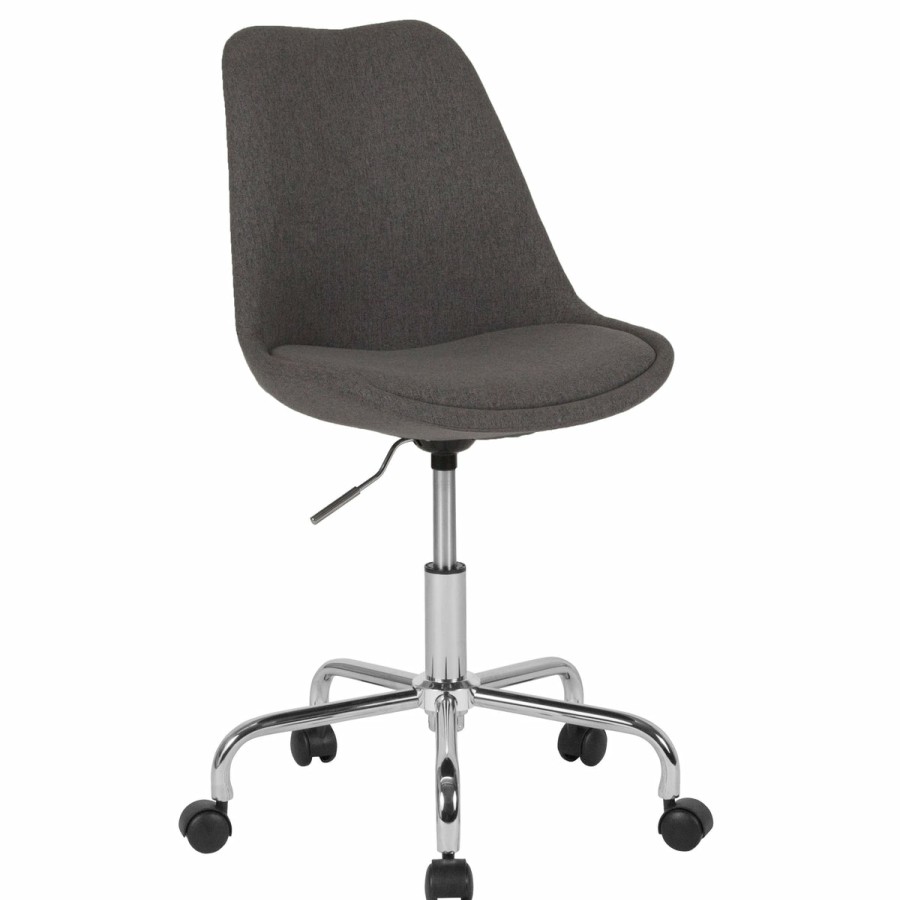 Office & Reception FLASH Task Office Chairs | Aurora Series Mid-Back Fabric Task Office Chair With Pneumatic Lift And Chrome Base