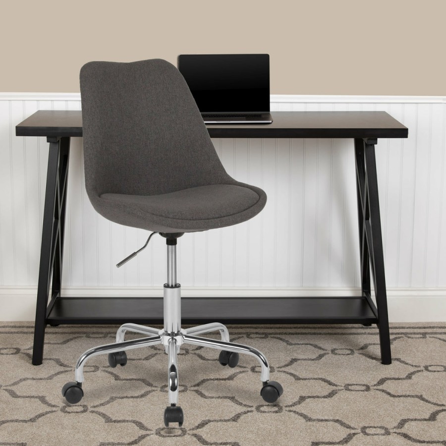 Office & Reception FLASH Task Office Chairs | Aurora Series Mid-Back Fabric Task Office Chair With Pneumatic Lift And Chrome Base