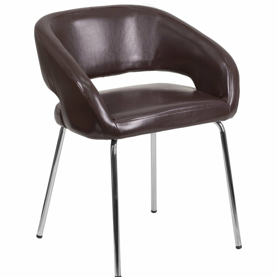 Office & Reception FLASH Reception Side Chairs | Fusion Series Contemporary Leathersoft Side Reception Chair With Chrome Legs