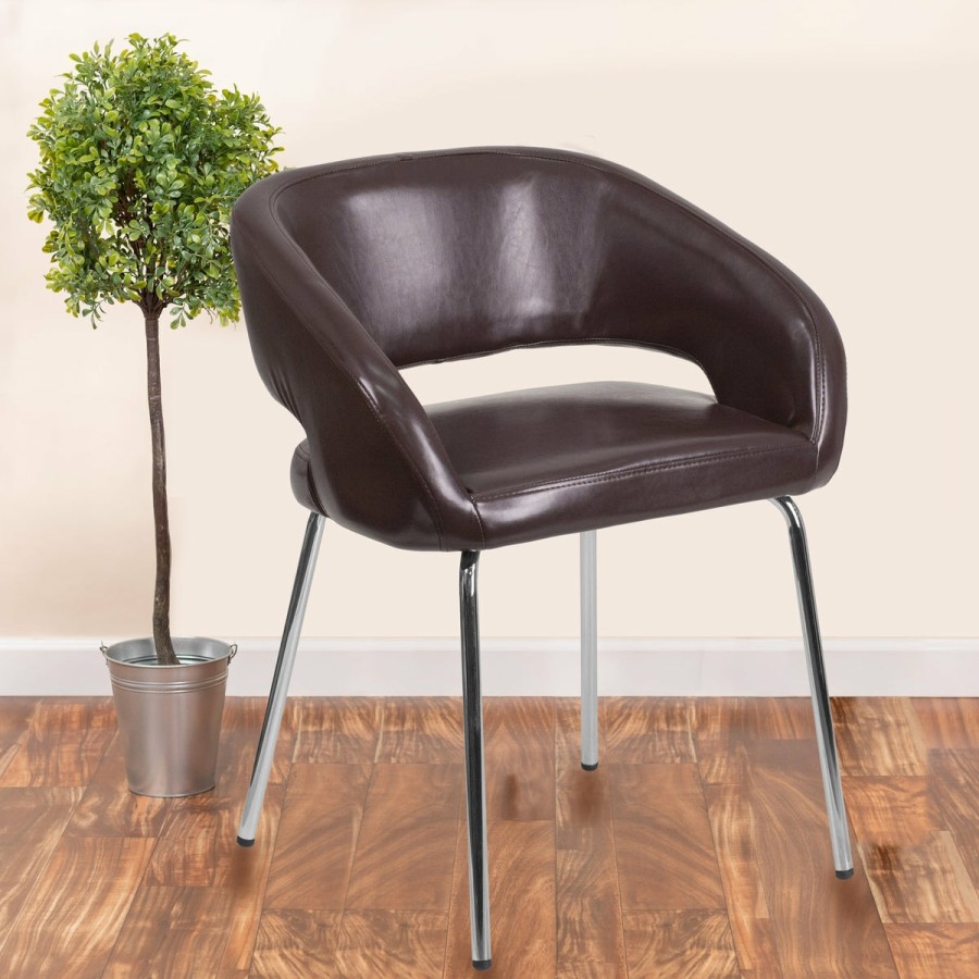 Office & Reception FLASH Reception Side Chairs | Fusion Series Contemporary Leathersoft Side Reception Chair With Chrome Legs