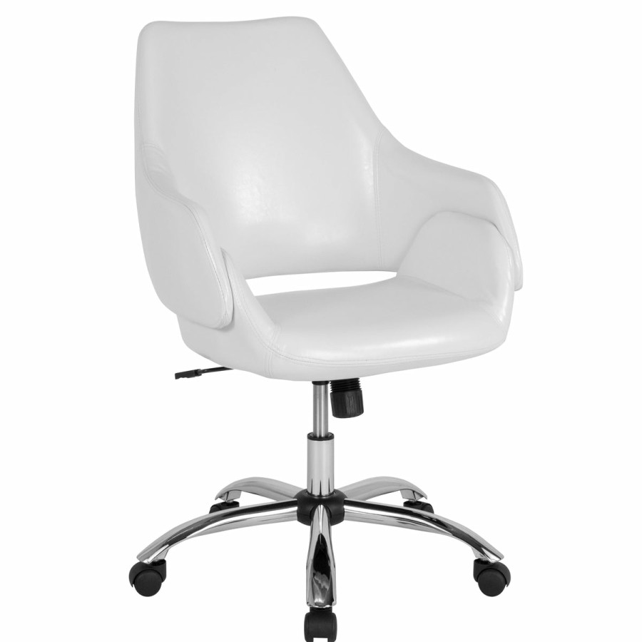 Office & Reception FLASH Executive Office Chairs | Madrid Home And Office Upholstered Mid-Back Office Chair With Wrap Style Arms