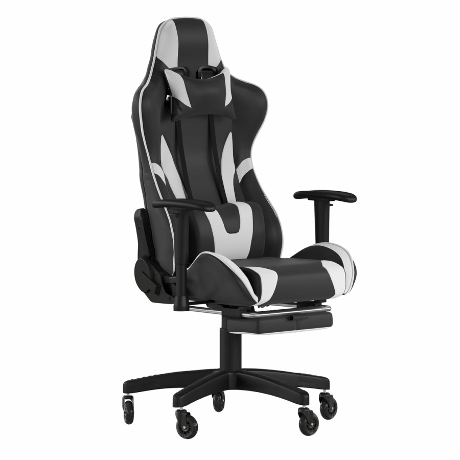 Office & Reception FLASH Gaming Desks & Chairs | X30 Gaming Chair Racing Computer Chair With Reclining Back, Slide-Out Footrest, And Transparent Roller Wheels