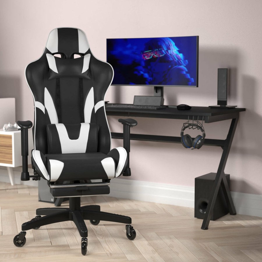 Office & Reception FLASH Gaming Desks & Chairs | X30 Gaming Chair Racing Computer Chair With Reclining Back, Slide-Out Footrest, And Transparent Roller Wheels