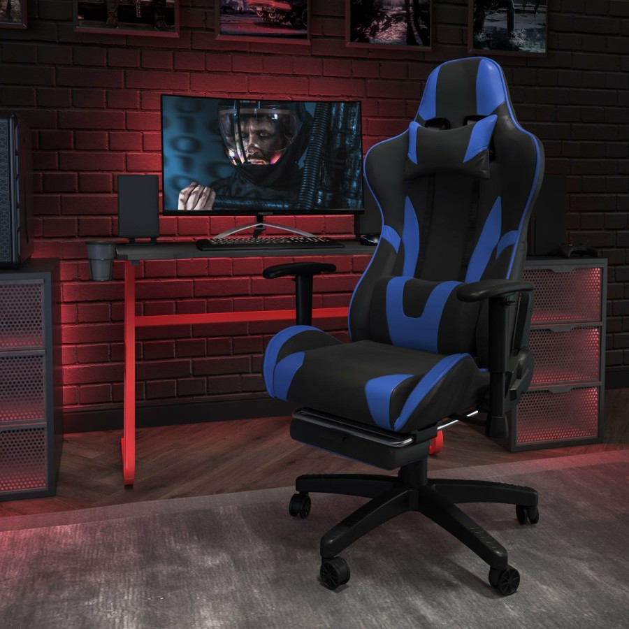 Office & Reception FLASH Gaming Desks & Chairs | X30 Gaming Chair Racing Office Ergonomic Computer Chair With Fully Reclining Back And Slide-Out Footrest In Red Leathersoft