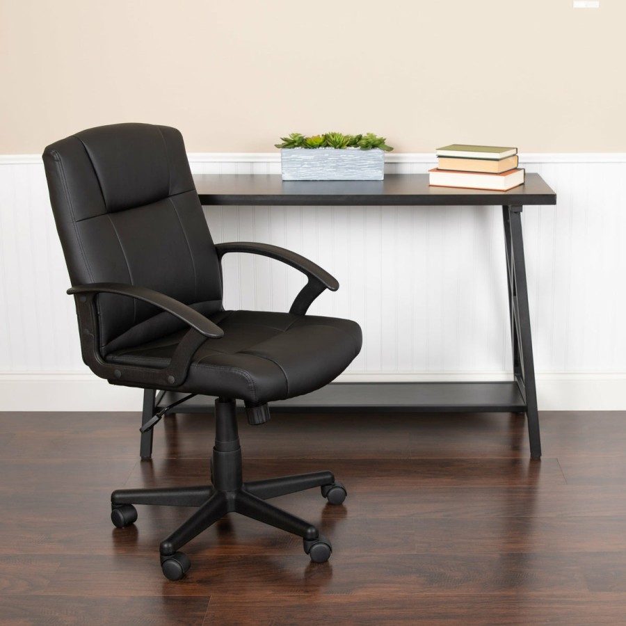 Office & Reception FLASH Task Office Chairs | Flash Fundamentals Mid-Back Padded Task Office Chair With Arms