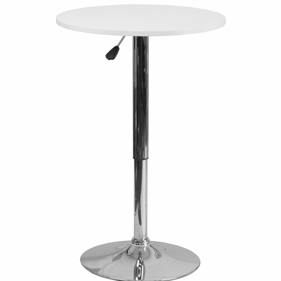 More FLASH | 23.75'' Round Adjustable Height Wood Table (Adjustable Range 26.25'' - 35.75'')