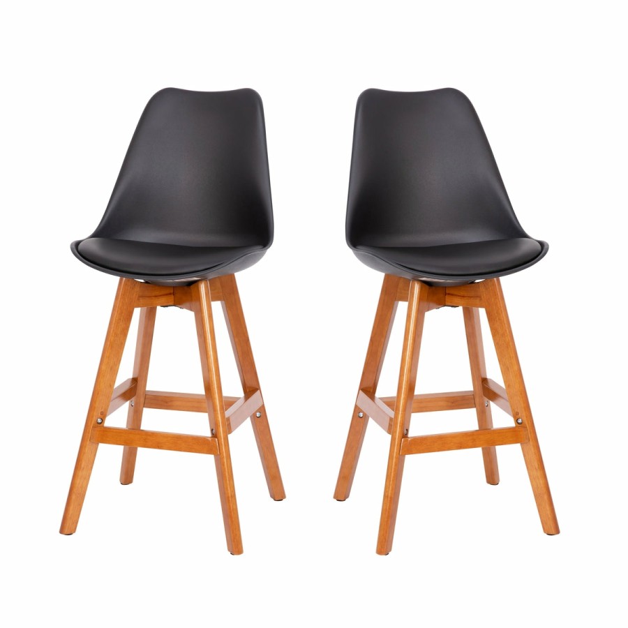 More FLASH | Dana Set Of 2 Commercial Grade Modern Counter Stools With Cushioned Seat And Wooden Frame