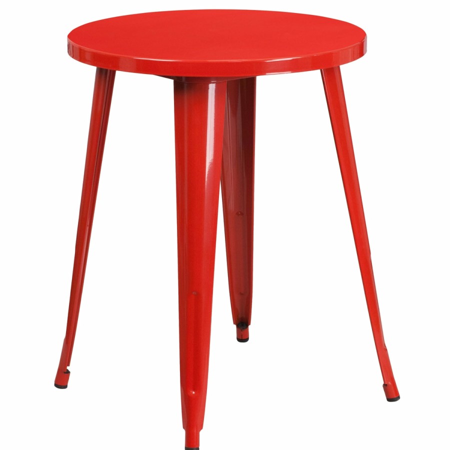 More FLASH | Commercial Grade 24" Round Metal Indoor-Outdoor Table