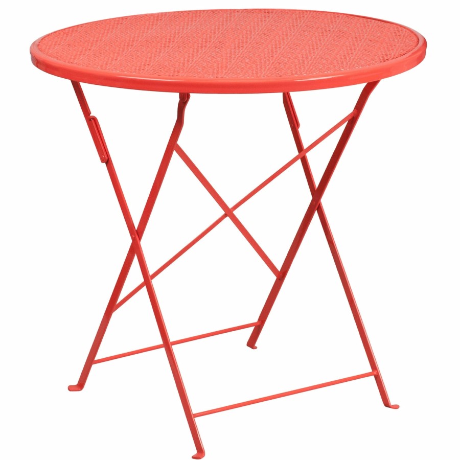 More FLASH | Oia Commercial Grade 30" Round Indoor-Outdoor Steel Folding Patio Table