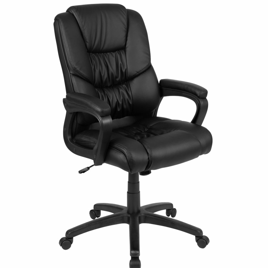 Office & Reception FLASH Big & Tall Office Chairs | Flash Fundamentals Big & Tall 400 Lb. Rated Leathersoft Swivel Office Chair With Padded Arms