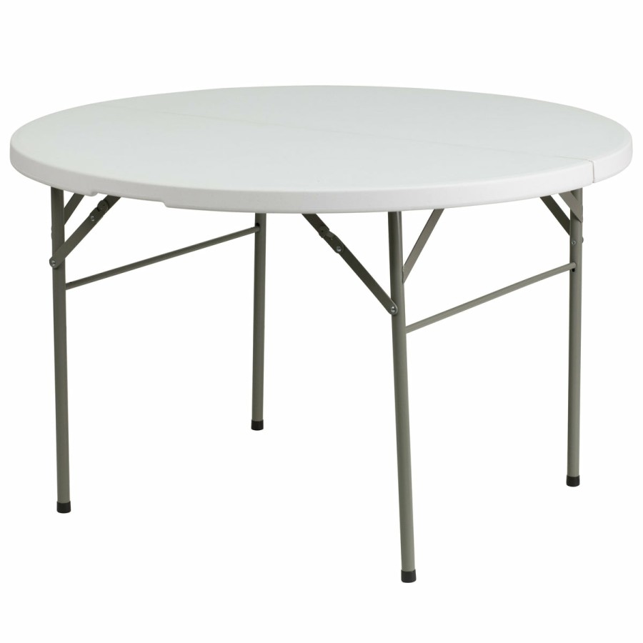 Folding & Event FLASH Plastic Folding Tables | 4-Foot Round Bi-Fold Plastic Banquet And Event Folding Table With Carrying Handle