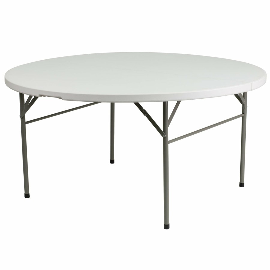 Folding & Event FLASH Plastic Folding Tables | 5-Foot Round Bi-Fold Plastic Folding Table With Carrying Handle