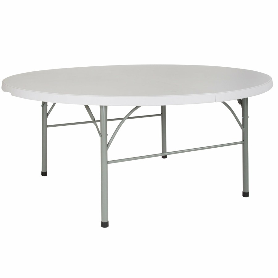 Folding & Event FLASH Plastic Folding Tables | 6-Foot Round Bi-Fold Plastic Banquet And Event Folding Table With Carrying Handle