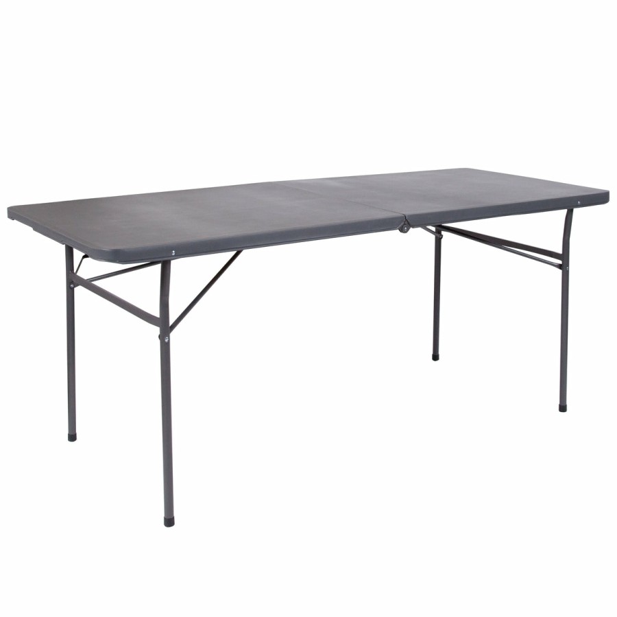 Folding & Event FLASH Plastic Folding Tables | 6-Foot Bi-Fold Plastic Banquet And Event Folding Table With Carrying Handle