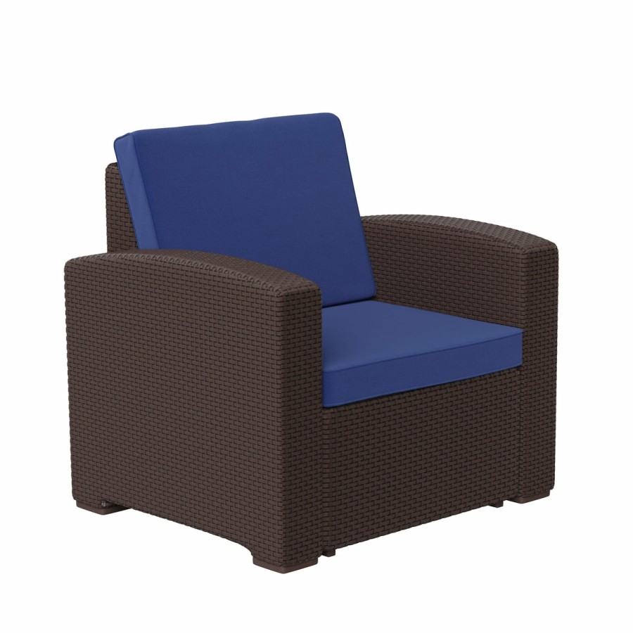 More FLASH | Seneca Faux Rattan Chair With All-Weather Cushion