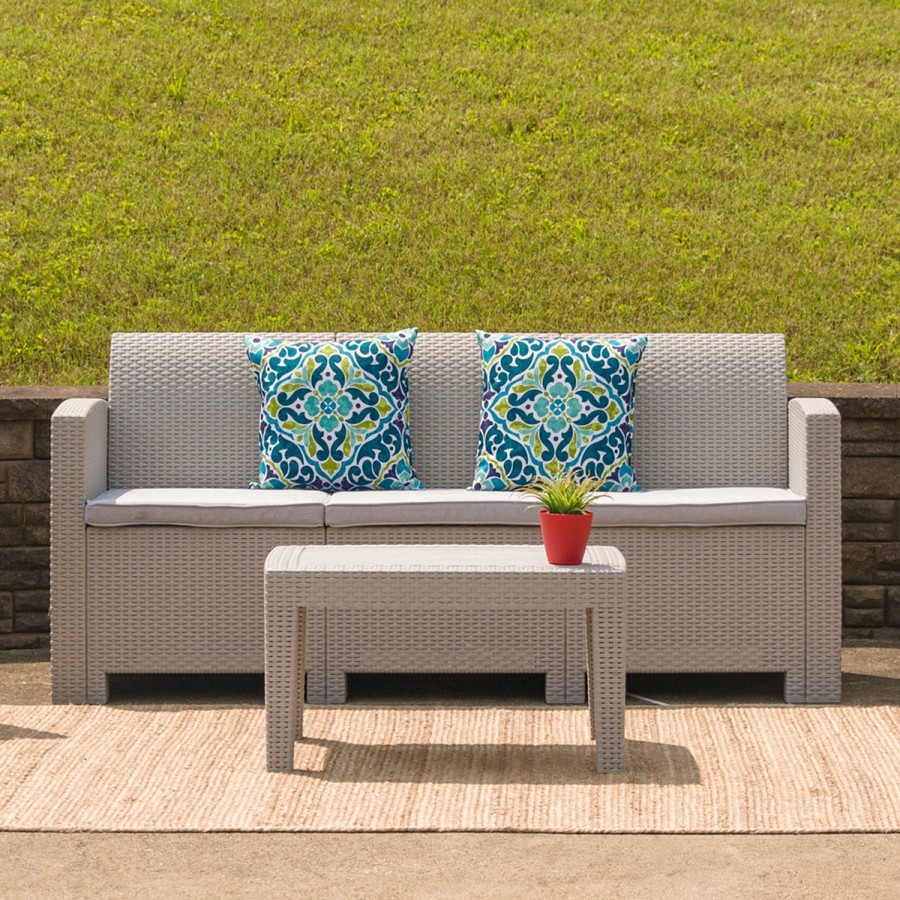 More FLASH | Seneca Faux Rattan Sofa With All-Weather Cushions