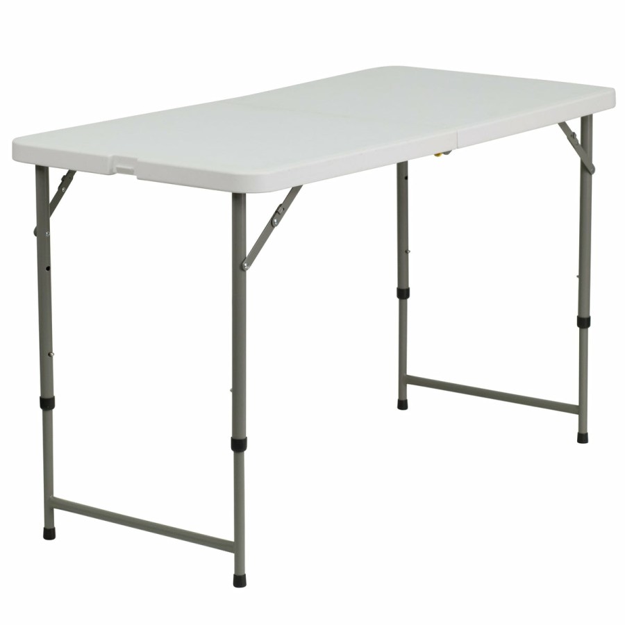 Folding & Event FLASH Plastic Folding Tables | 4-Foot Height Adjustable Bi-Fold Plastic Folding Table