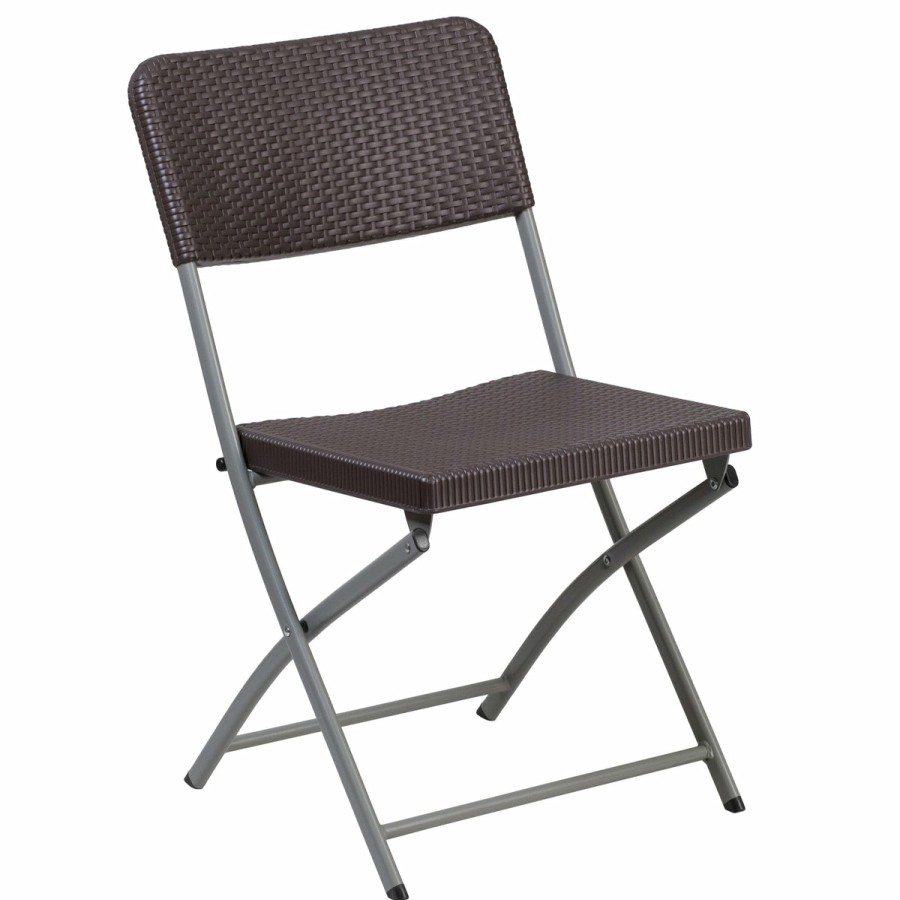 Folding & Event FLASH Metal Folding Chairs | Hercules Series Rattan Plastic Folding Chair With Gray Frame