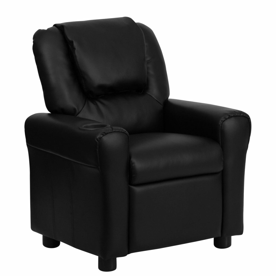 More FLASH | Contemporary Kids Recliner With Cup Holder And Headrest