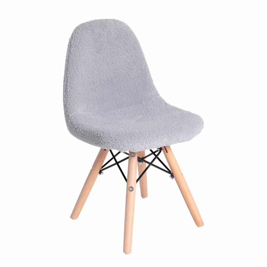 More FLASH | Zula Kid'S Modern Padded Armless Faux Shearling Accent Chair With Beechwood Legs