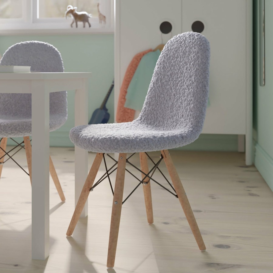 More FLASH | Zula Kid'S Modern Padded Armless Faux Shearling Accent Chair With Beechwood Legs