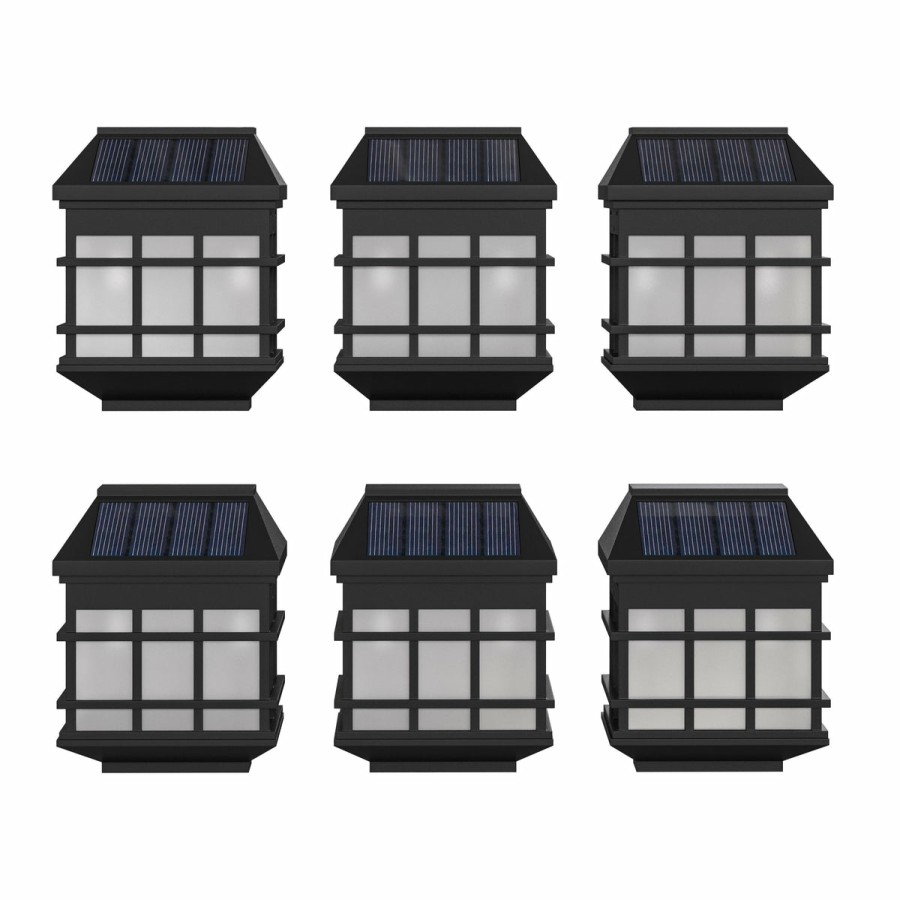 More FLASH | 6 Pack Wall Mount Led Solar Lights - Weather Resistant Decorative Solar Powered Lights - Deck And Fencing Solar Lights