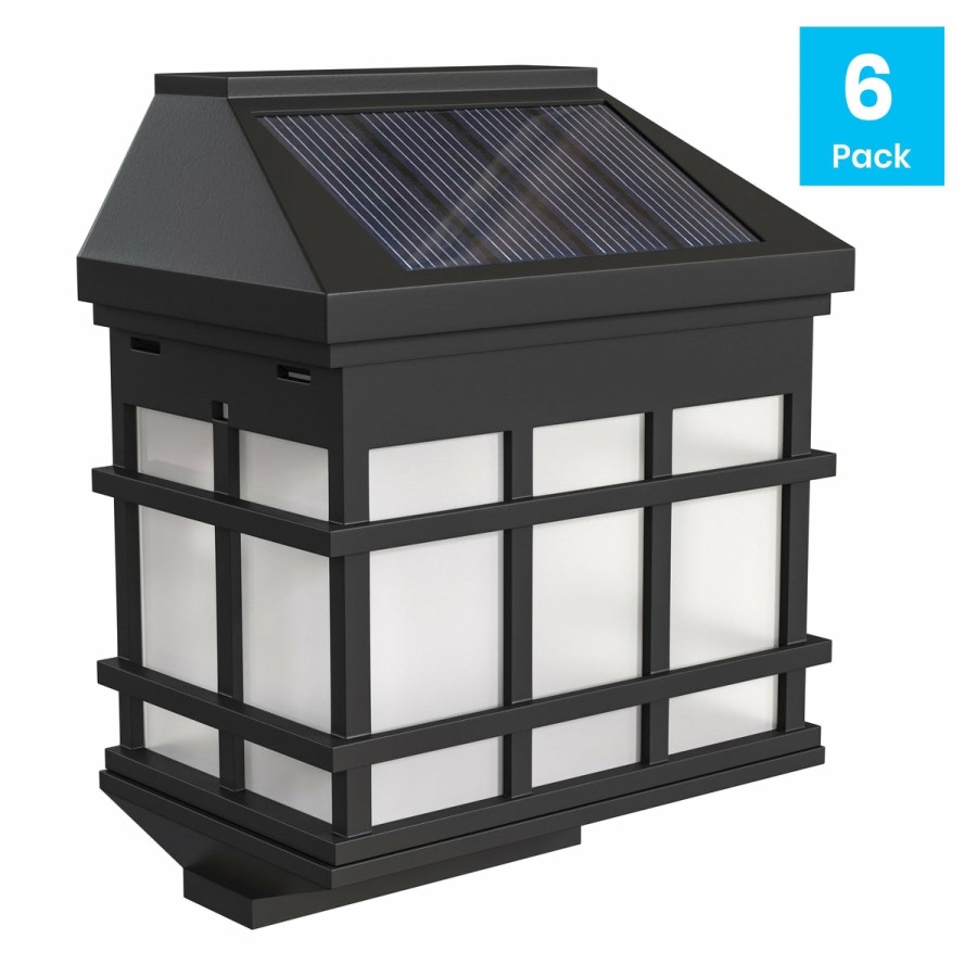 More FLASH | 6 Pack Wall Mount Led Solar Lights - Weather Resistant Decorative Solar Powered Lights - Deck And Fencing Solar Lights