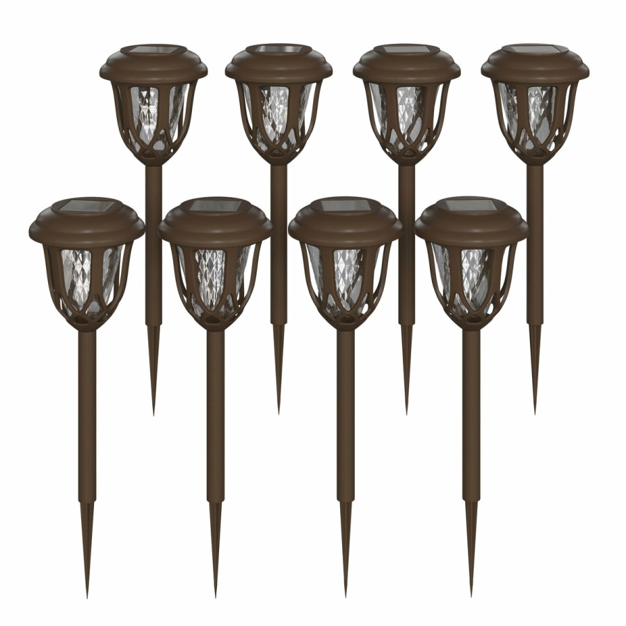 More FLASH | 8 Pack Tulip Design Led Solar Lights Weather Resistant Outdoor Solar Powered Lights For Pathway, Garden, & Yard