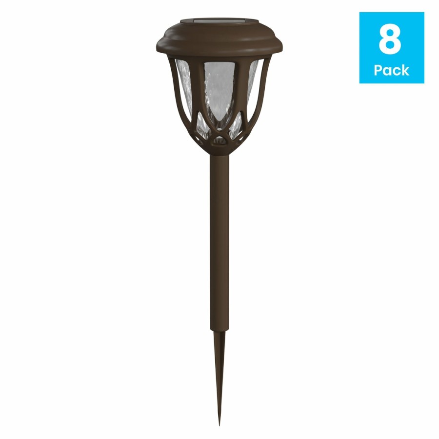 More FLASH | 8 Pack Tulip Design Led Solar Lights Weather Resistant Outdoor Solar Powered Lights For Pathway, Garden, & Yard