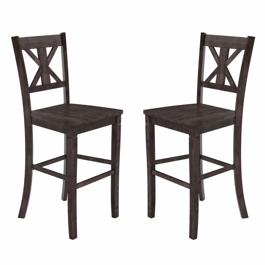 More FLASH | Gwendolyn Set Of 2 Commercial Grade Solid Wood Modern Farmhouse Counter Height Barstool