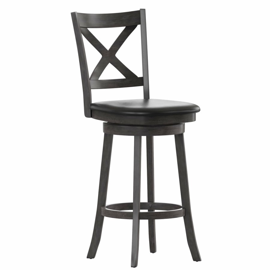 More FLASH | Felicity Commercial Grade Wood Classic Crossback Swivel Bar Height Barstool With Padded, Upholstered Seat