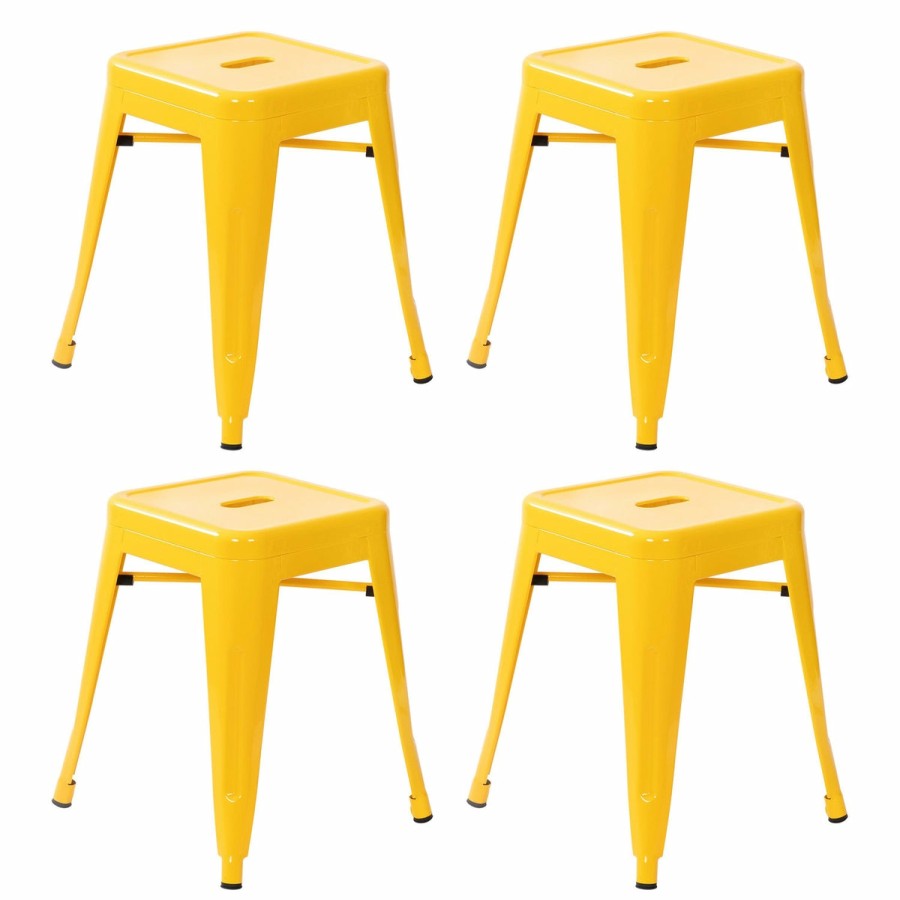 More FLASH | 18" Table Height Stool, Stackable Backless Metal Indoor Dining Stool, Commercial Grade Restaurant Stool - Set Of 4