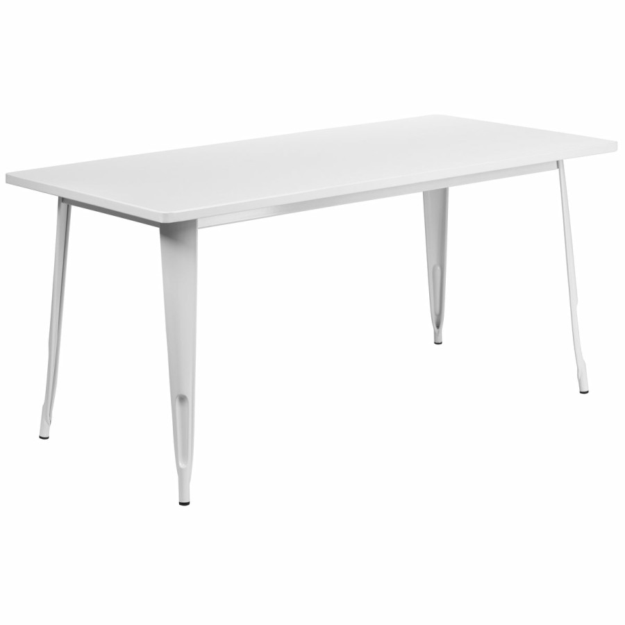 More FLASH | Commercial Grade 31.5" X 63" Rectangular Metal Indoor-Outdoor Table