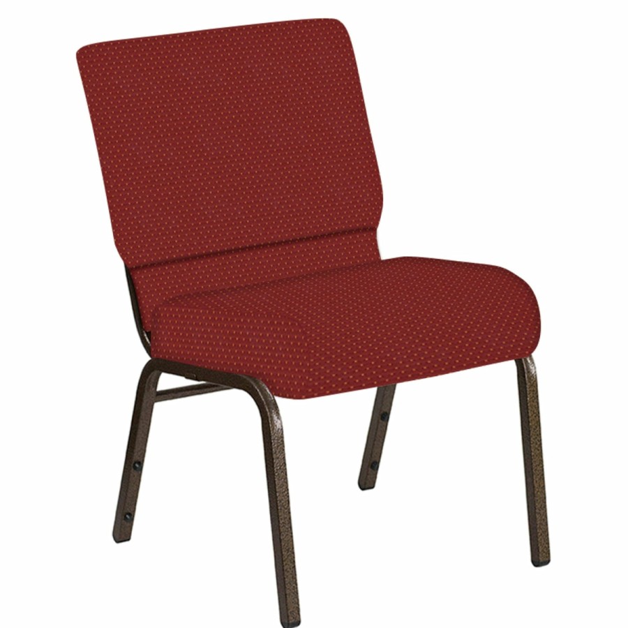 Church Chairs FLASH | Embroidered 21''W Church Chair In Canterbury Fabric - Gold Vein Frame