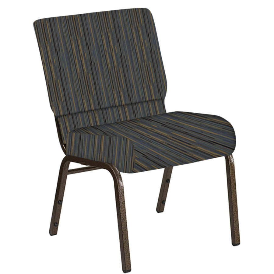 Church Chairs FLASH | Embroidered 21''W Church Chair In Canyon Fabric - Gold Vein Frame