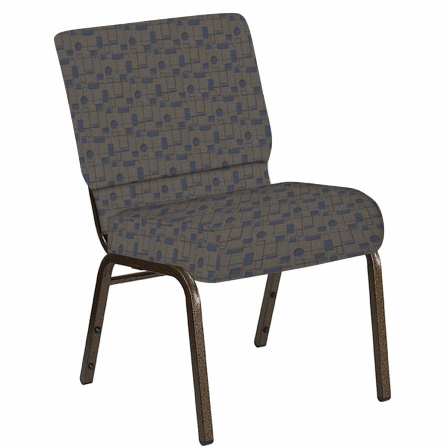 Church Chairs FLASH | 21''W Church Chair In Circuit Fabric - Gold Vein Frame