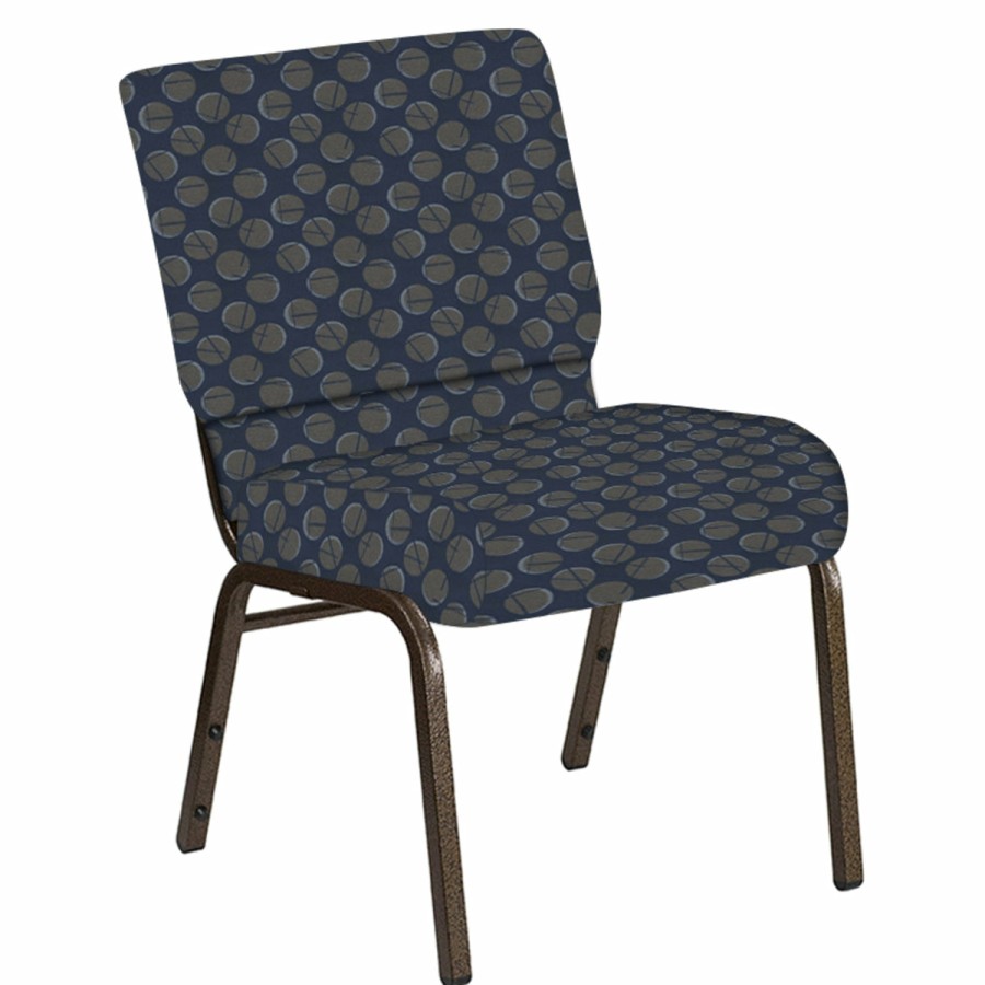 Church Chairs FLASH | Embroidered 21''W Church Chair In Cirque Fabric - Gold Vein Frame