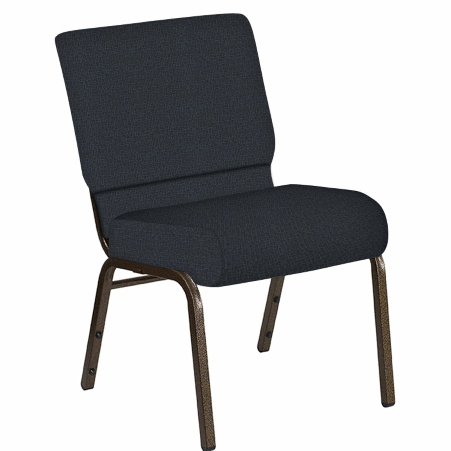 Church Chairs FLASH | 21''W Church Chair In Cobblestone Fabric - Gold Vein Frame