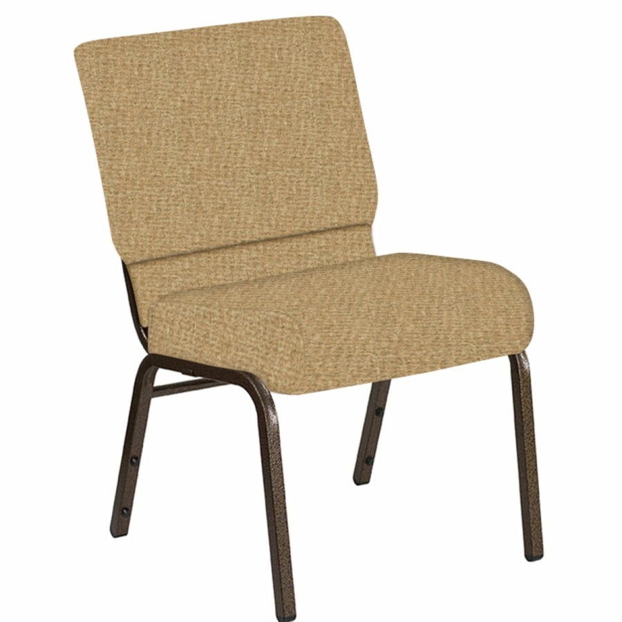 Church Chairs FLASH | Embroidered 21''W Church Chair In Interweave Fabric - Gold Vein Frame