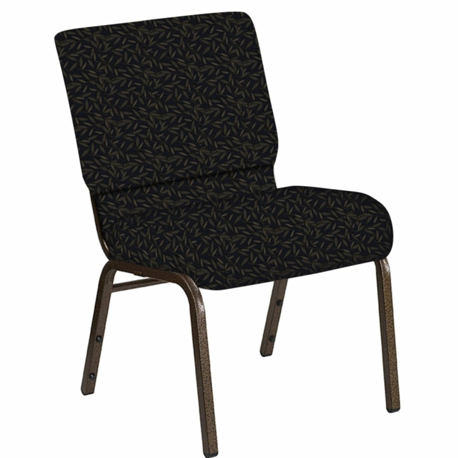 Church Chairs FLASH | Embroidered 21''W Church Chair In Jasmine Fabric - Gold Vein Frame