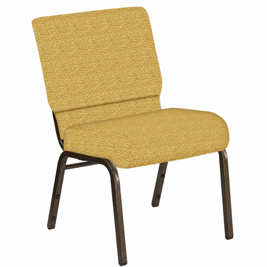 Church Chairs FLASH | 21''W Church Chair In Lancaster Fabric - Gold Vein Frame