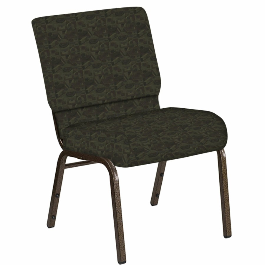 Church Chairs FLASH | 21''W Church Chair In Perplex Fabric - Gold Vein Frame