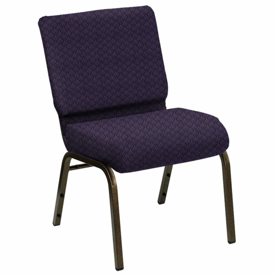 Church Chairs FLASH | Hercules Series 21''W Church Chair In Praise Fabric - Gold Vein Frame