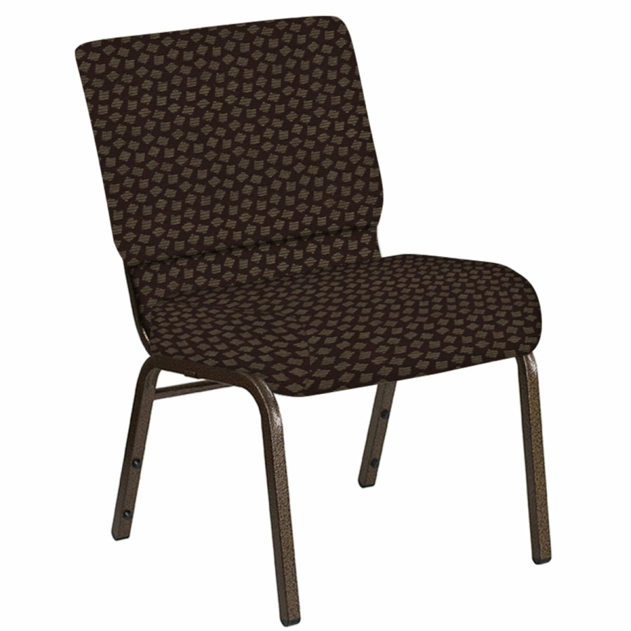 Church Chairs FLASH | Embroidered 21''W Church Chair In Scatter Fabric - Gold Vein Frame