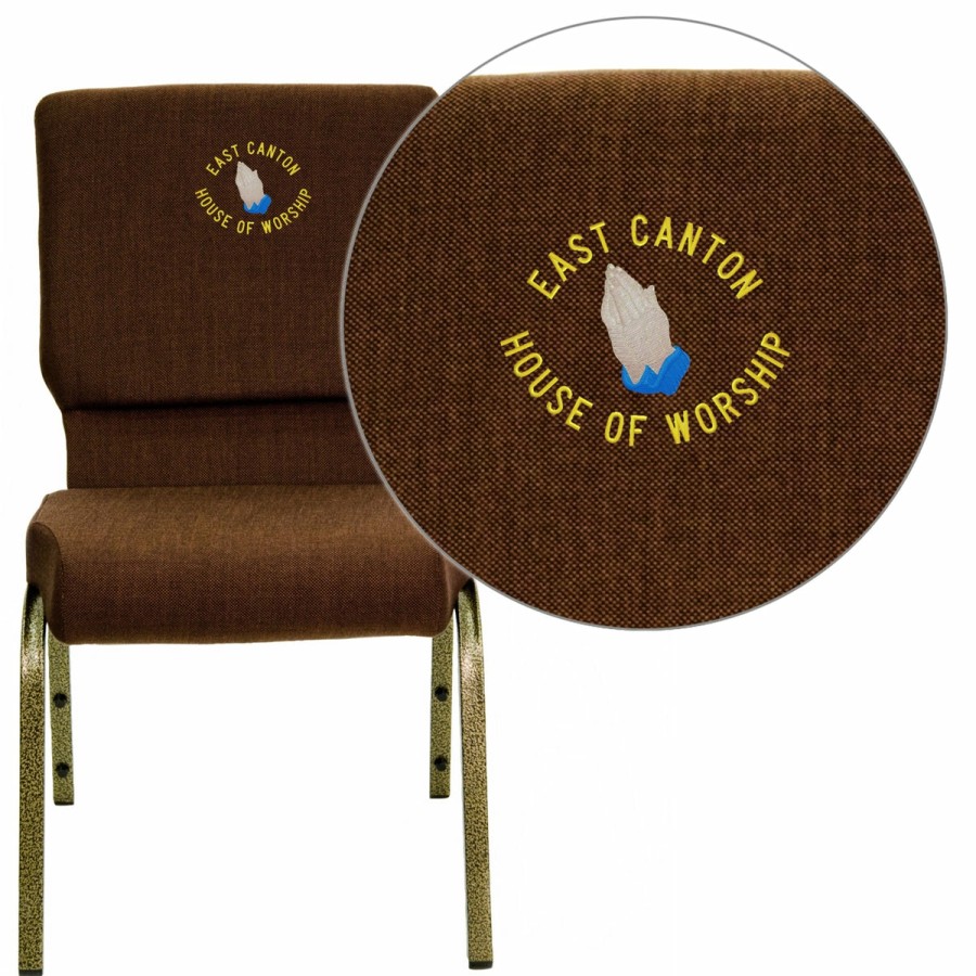 Church Chairs FLASH | Embroidered Hercules Series 18.5''W Stackable Church Chair